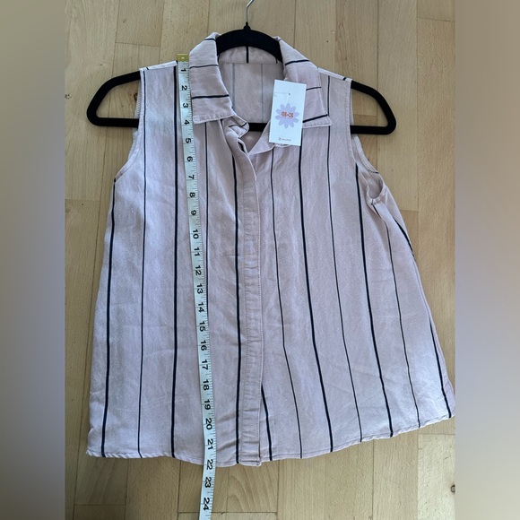 Striped linen cropped tank top fisherman core - Picture 3 of 4